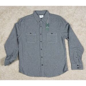 Mutual Weave Mens Beige Houndstooth Long Sleeve Button Down Shirt Large NEW